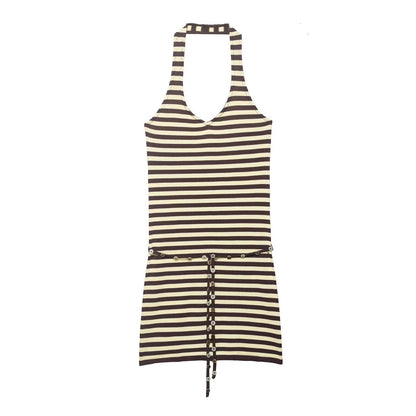 Women Clothing Summer Halter Backless Slim Sleeveless Striped Short Dress by Ragazza