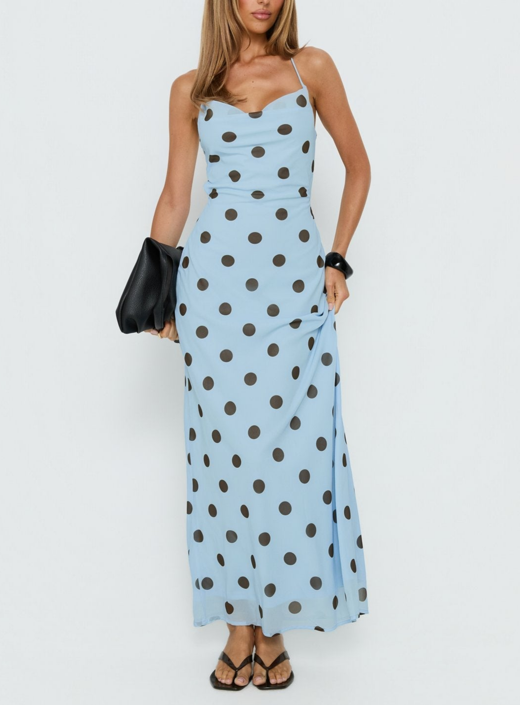 Gentle Elegant Pink Polka Dot Brace Dress Women Vintage Backless Lace up Design Tight Waist Maxi Dress by Ragazza