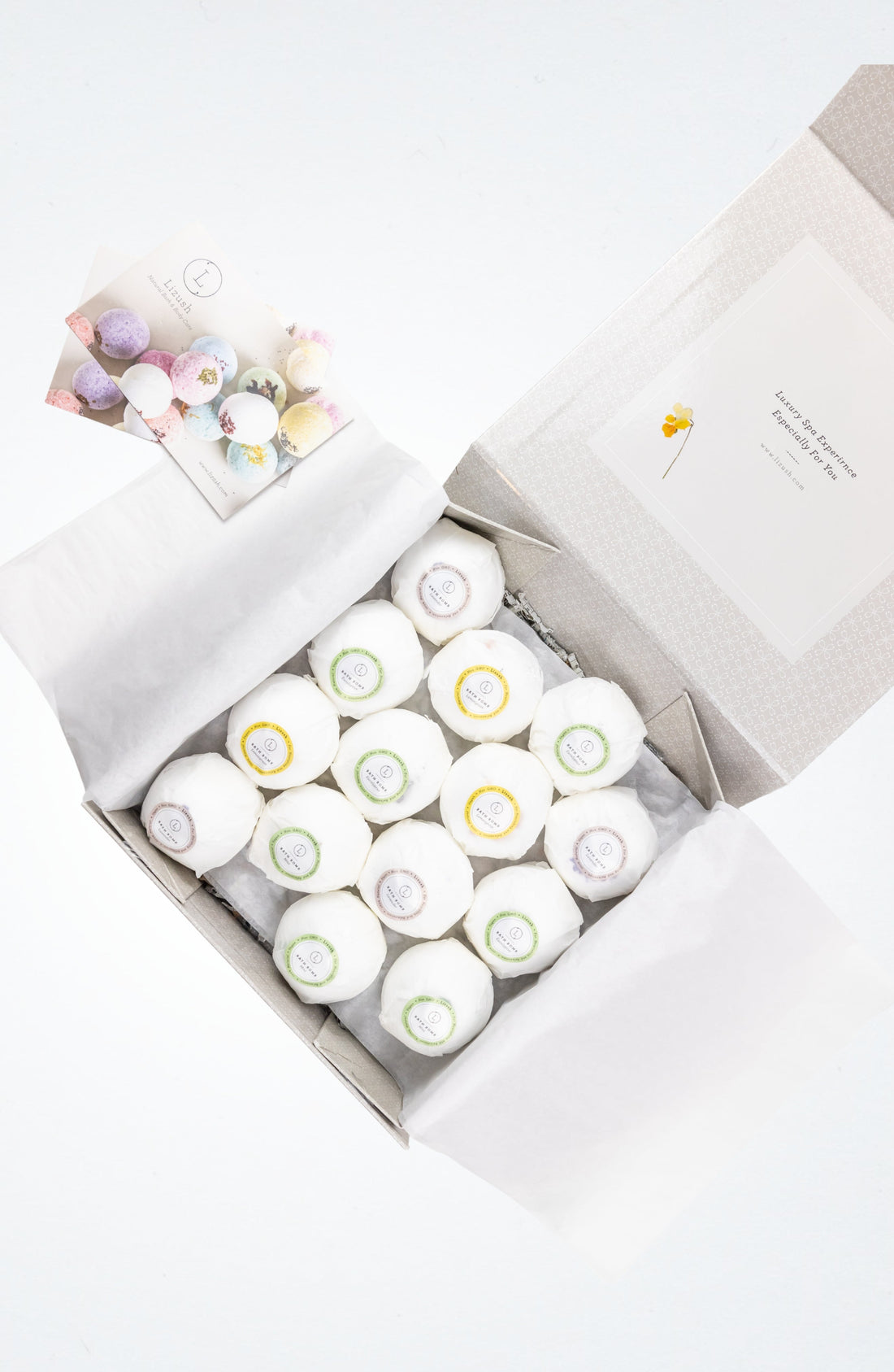 Bath Bombs Gift Box, Set of 14 Big 100% Natural Relaxing Bath Bombs by Lizush