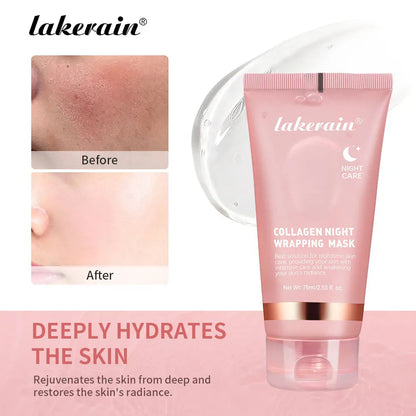 Collagen Overnight Wrapping Peel off Facial Mask Korean Collagen Night Wrapping Mask Deeply Hydrates Night Care Mask Cream 75Ml by Korean Skin Care