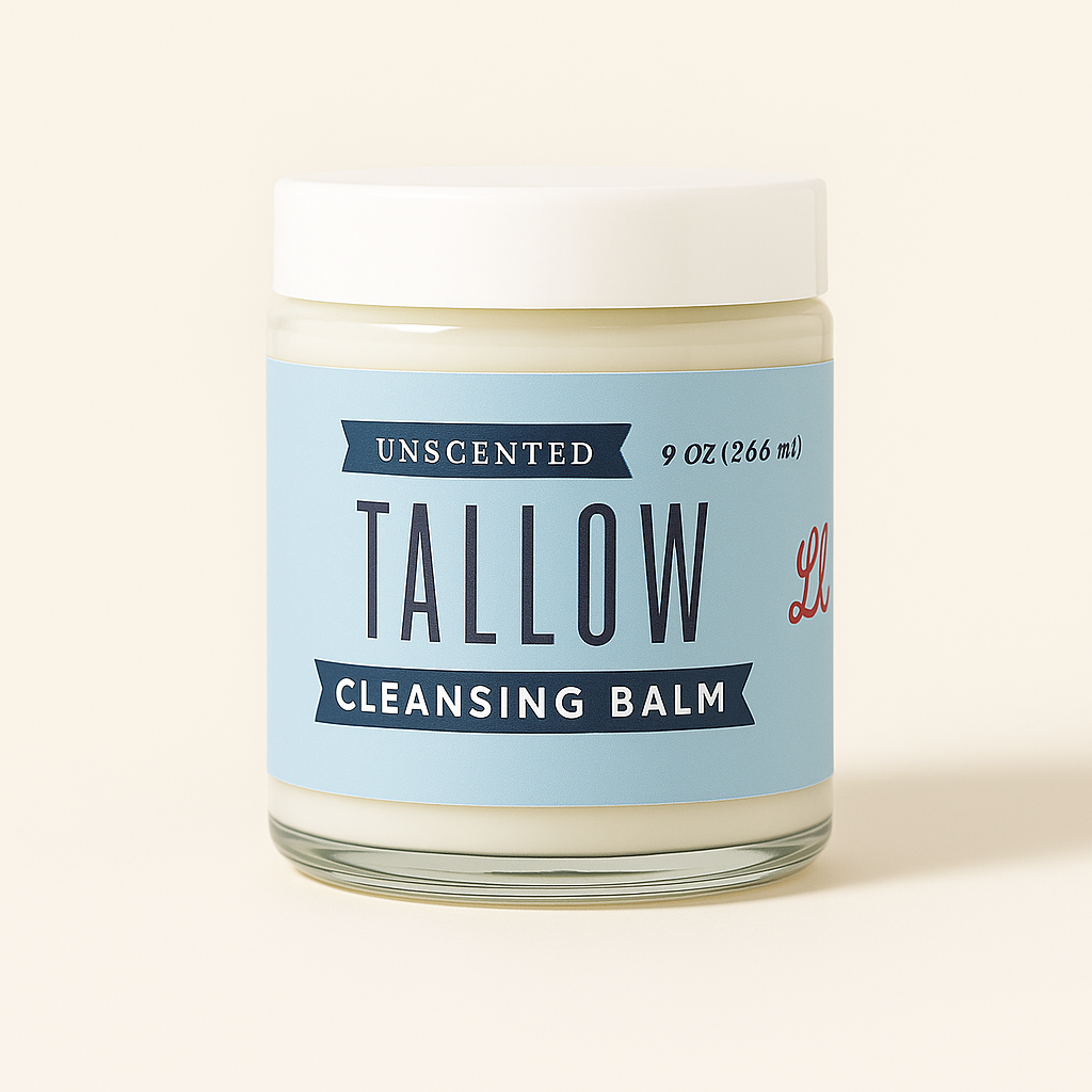 Unscented Tallow Cleansing Balm | Natural Makeup Remover &amp; Deep Moisturizing Cleanser | Grass-Fed Beef Tallow with Castor Oil by The Lady May