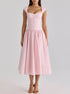 French Sweet Pink Boning Corset Strap Dress Cocktail Formal Mid Length Dress Women Summer by Ragazza