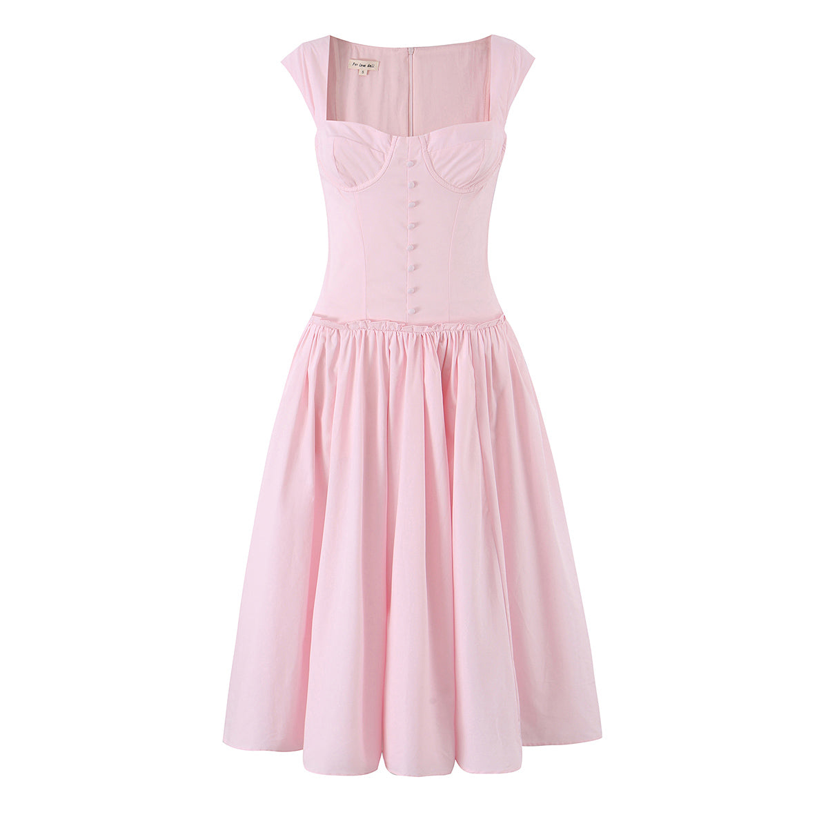 French Sweet Pink Boning Corset Strap Dress Cocktail Formal Mid Length Dress Women Summer by Ragazza