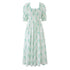 Summer Small Floral Drawstring Lace Scoop Smocking Tight Waist Dress by Ragazza
