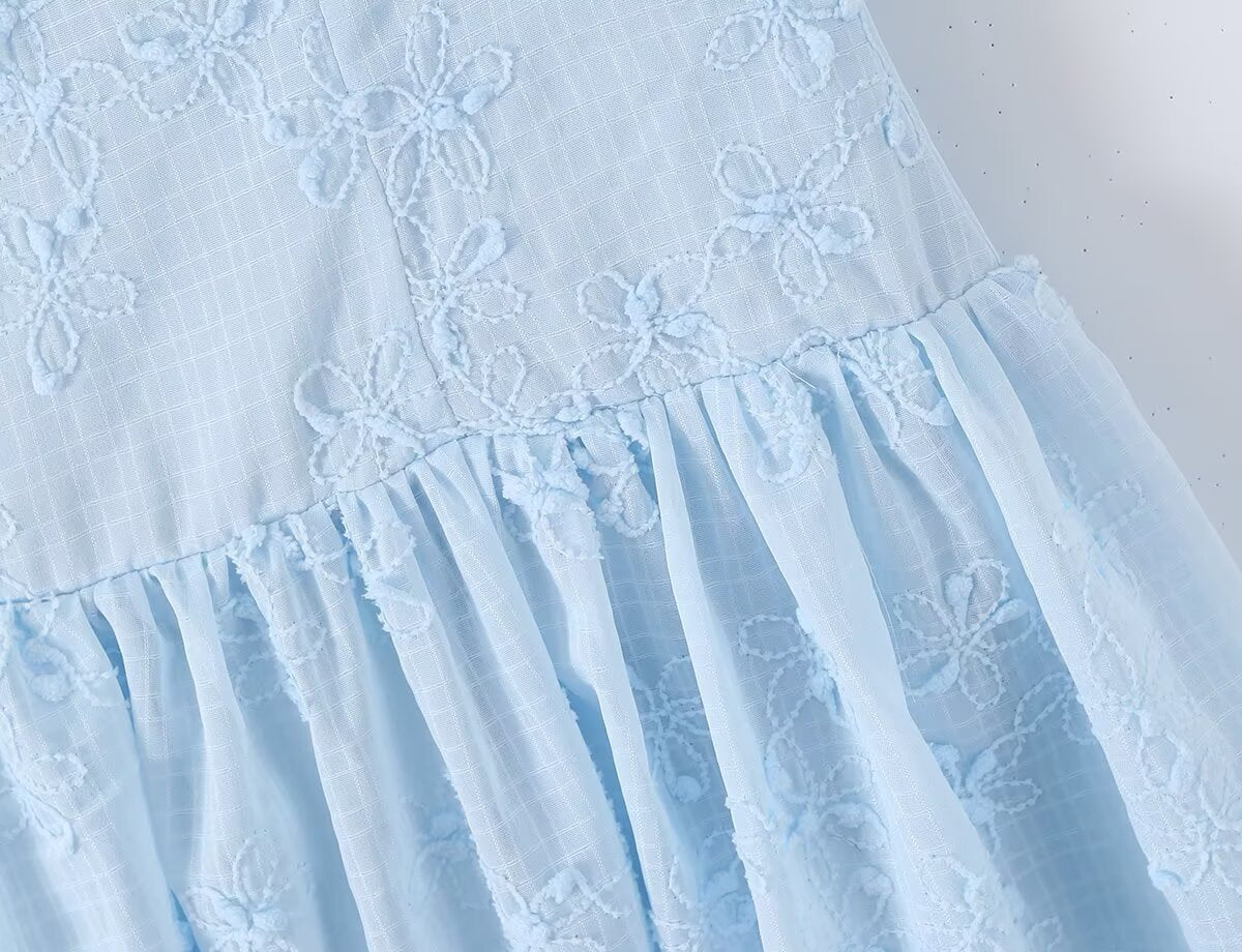 Spring Korean White Embroidered Strap Dress Women Spring A line Dress by Ragazza
