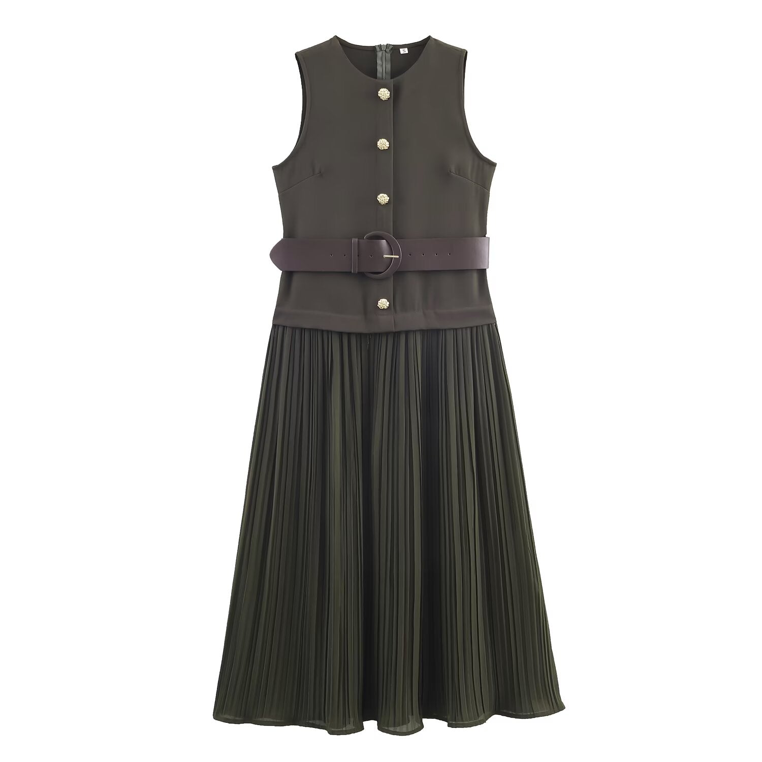 Women Clothing with Belt Stitching Dress by Ragazza