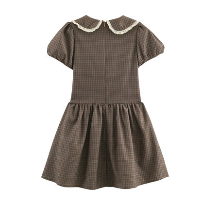 Women Clothing Summer Sweet Cute Anti Aging Plaid Collared Dress by Ragazza