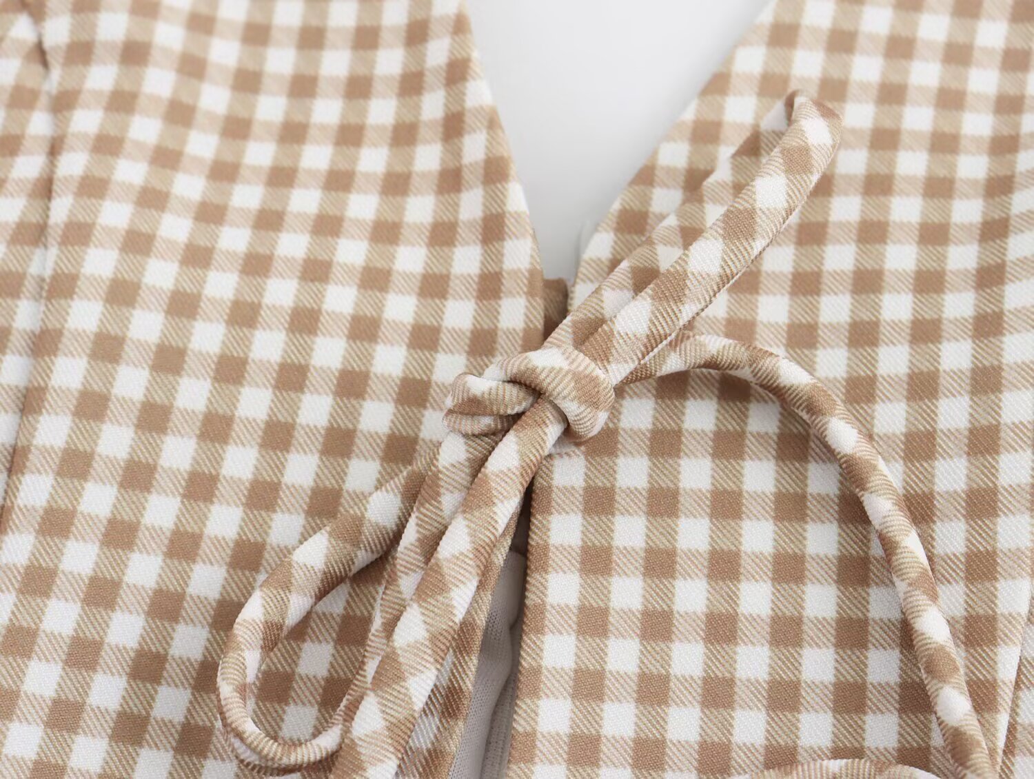 Women Clothing Summer French All Match Retro Spaghetti Straps Small Plaid Dress by Ragazza
