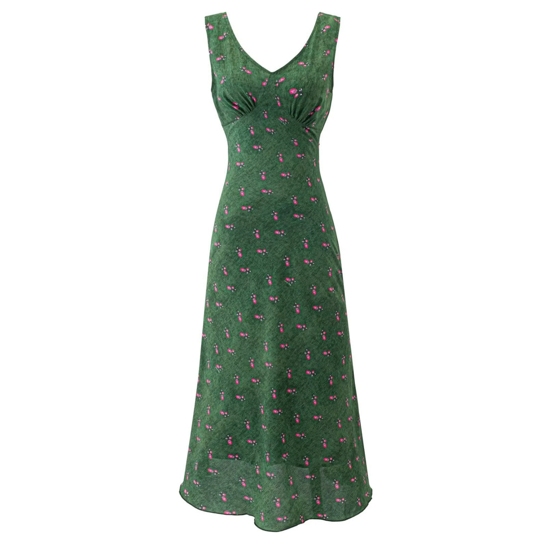Summer Romantic Fresh Seaside Vacation Floral Dress Slim Fit Slimming V Neckline Dress by Ragazza