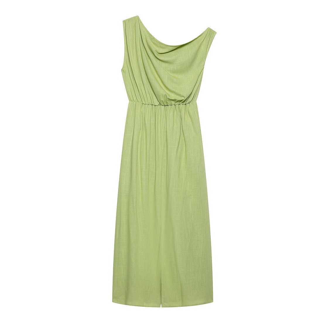 Women Slanted Shoulder One Shoulder Sleeveless Waist Cinching Long Dress by Ragazza