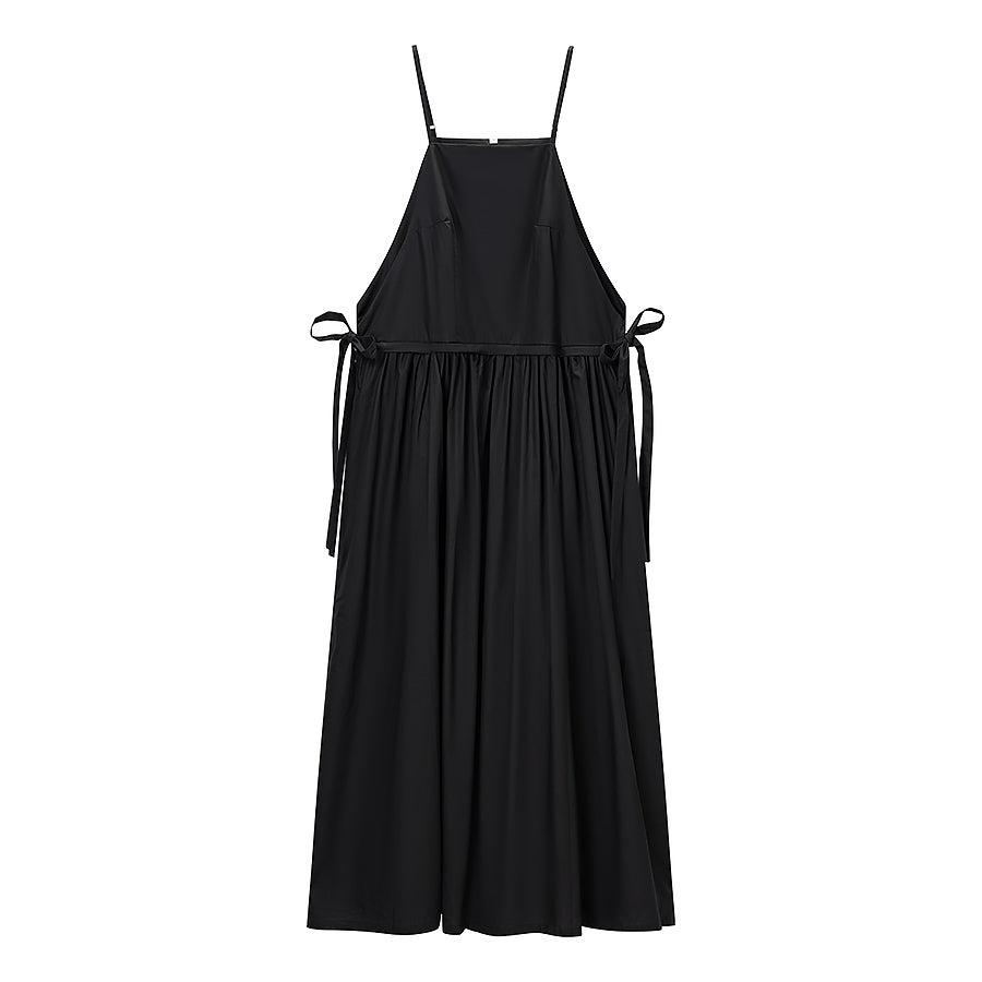 Women Tube Top Solid Color Lace up Dress Personality Cute Pocket Decoration Cami Dress by Ragazza