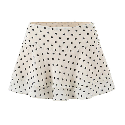 Sexy Polka Dot Brace Top Elegant Slim Fit Bandage Dress Lotus Leaf Skirt Sexy Two Piece Set for Women by Ragazza