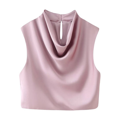 Women Elegant Solid Summer Silk Satin Skirt Sets by Ragazza