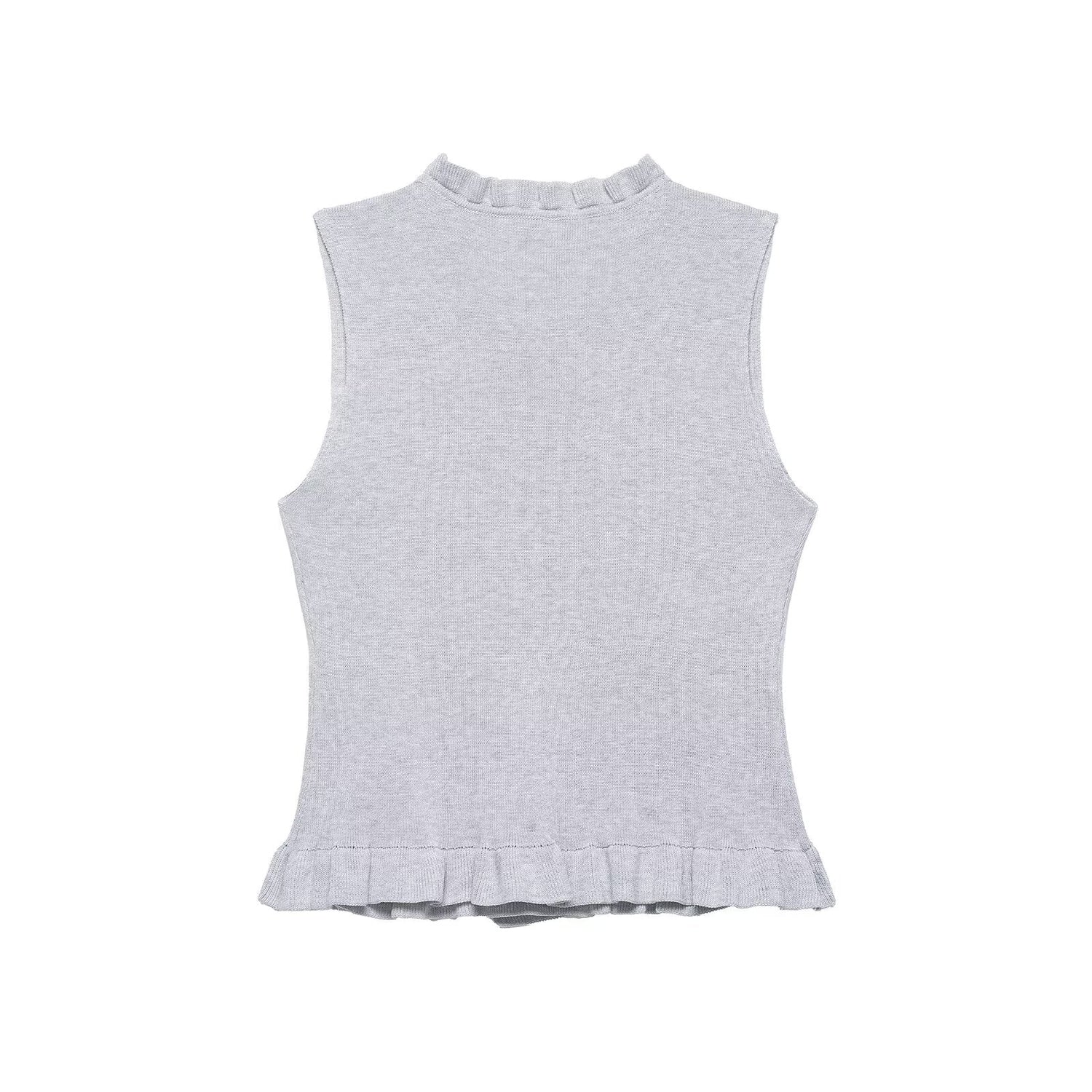Women Clothing Summer Laminated Decoration Soft round Neck Sleeveless Knitwear by Ragazza