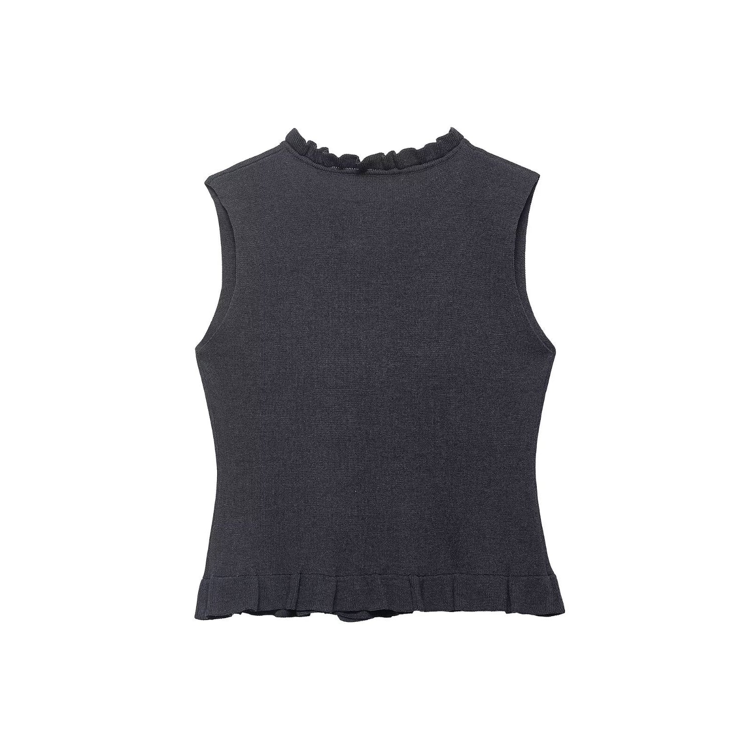 Women Clothing Summer Laminated Decoration Soft round Neck Sleeveless Knitwear by Ragazza