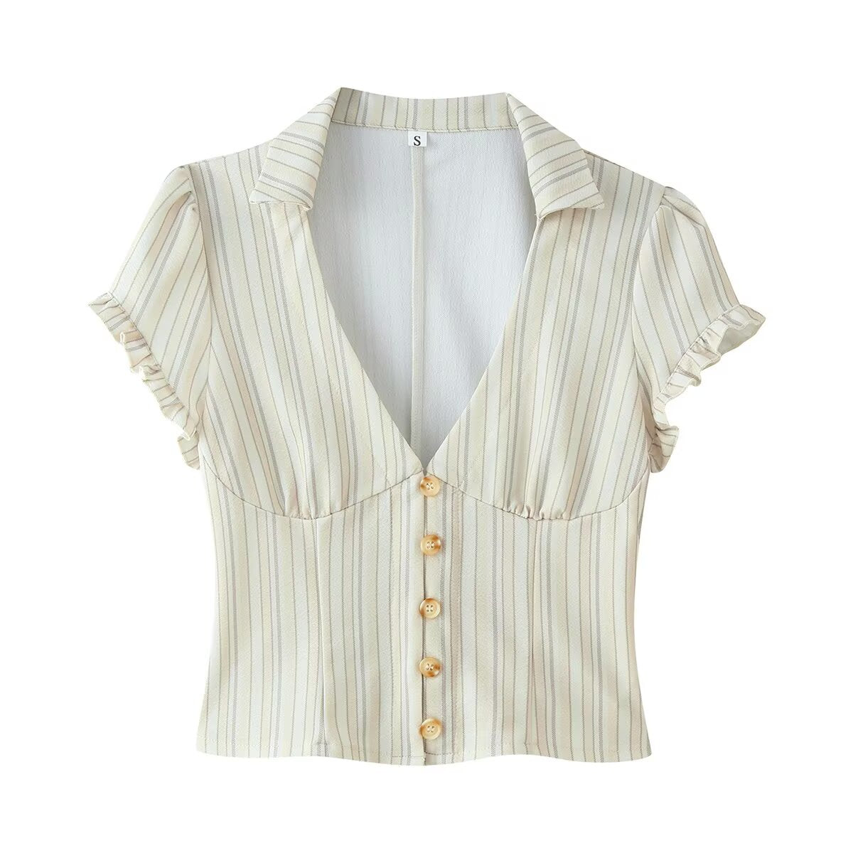 Women Clothing Spring Sexy Button Short Sleeve Top Pant Sets by Ragazza