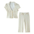Women Clothing Spring Sexy Button Short Sleeve Top Pant Sets by Ragazza