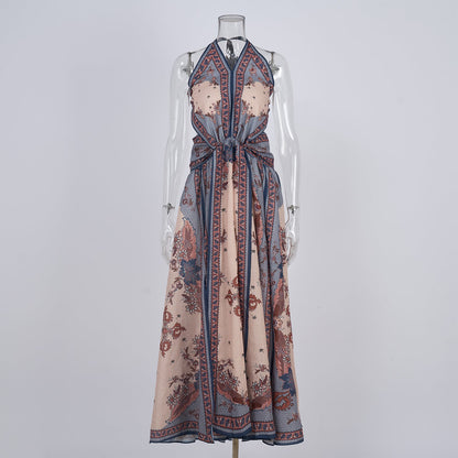 Women Printed Halter Neck One Piece Dress by Ragazza
