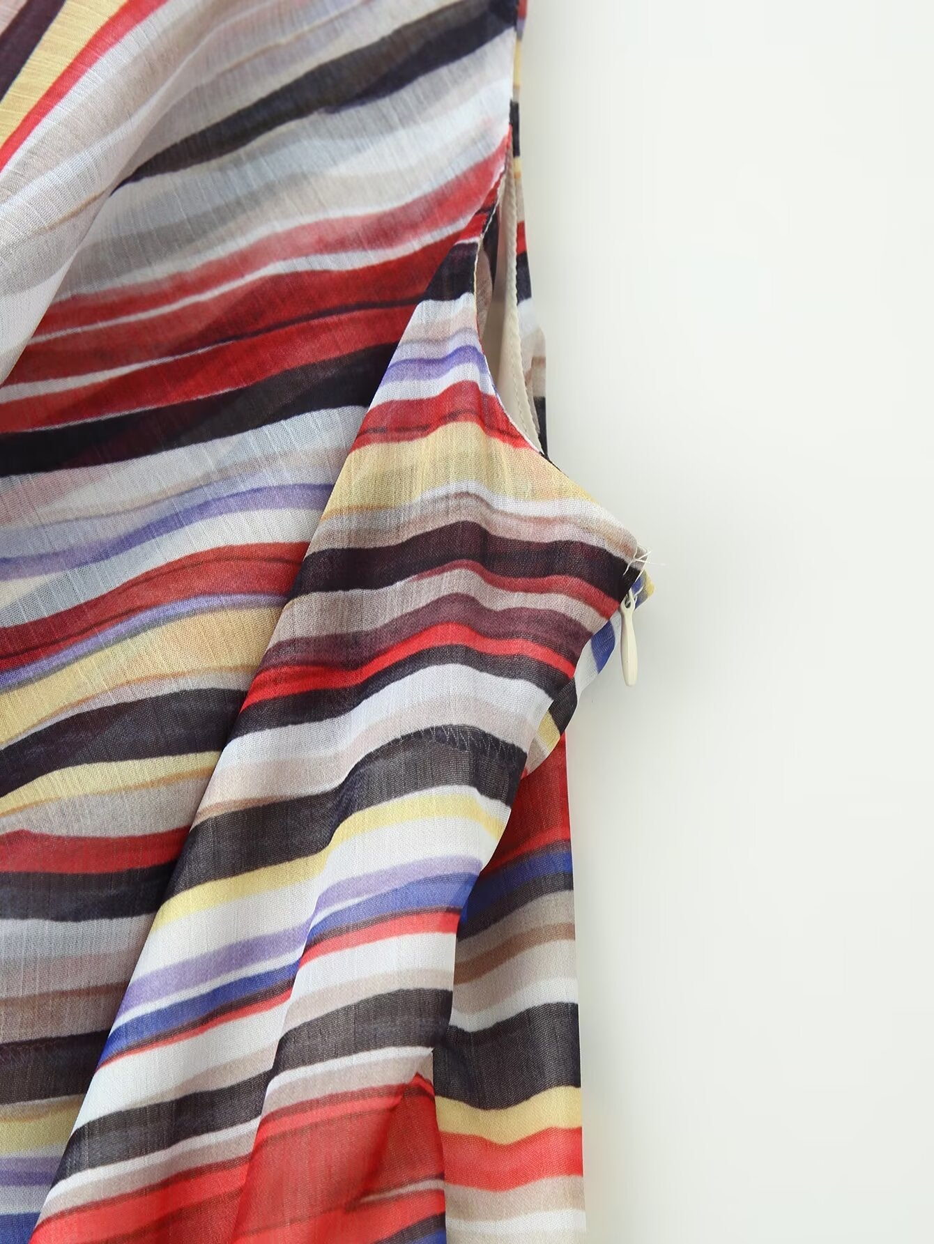 Women Clothing Fashionable Elegant Swing Collar Colorful Striped Sleeveless Dress by Ragazza