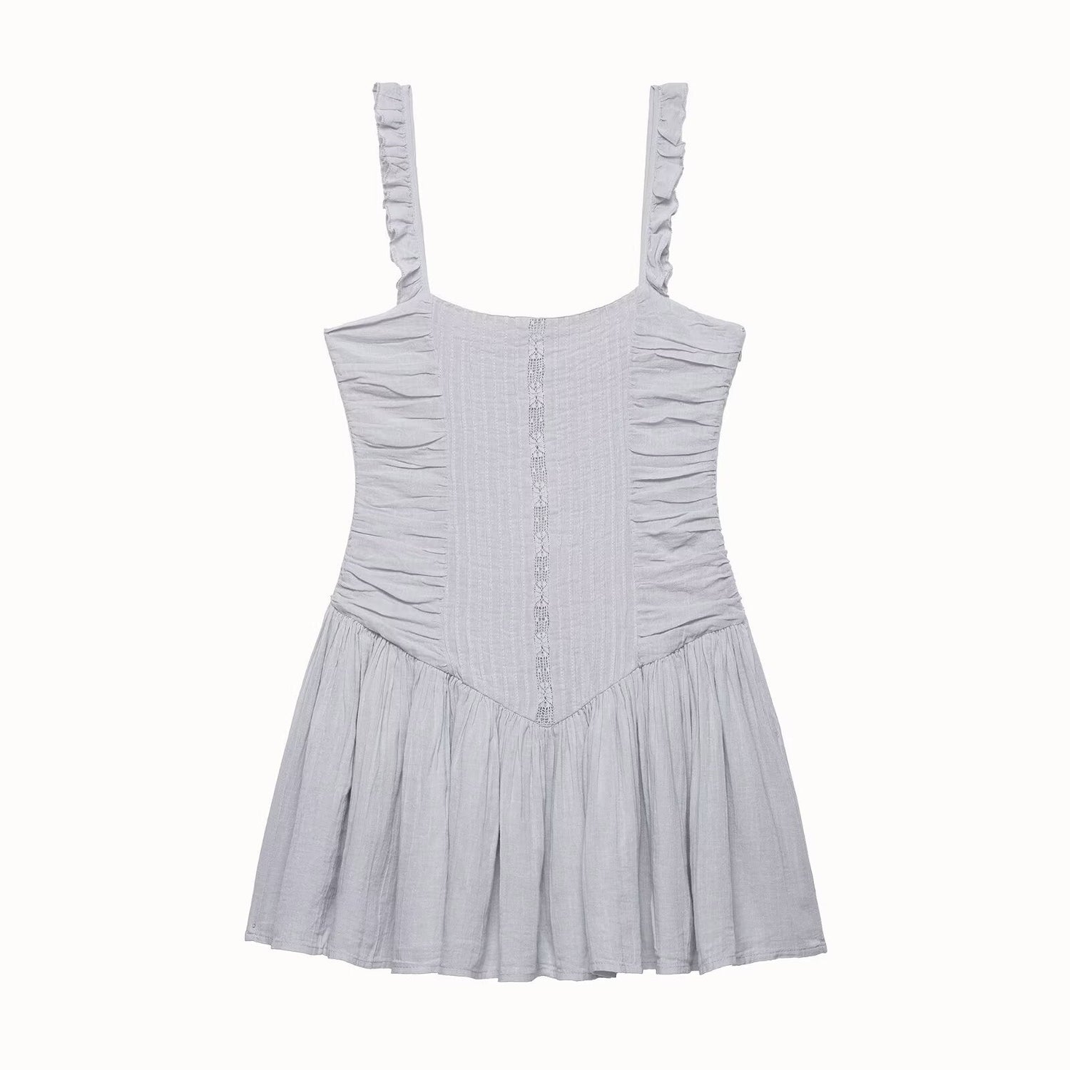 Women Clothing Summer Casual Chic Fluffy Embroidered Strap Short Dress by Ragazza