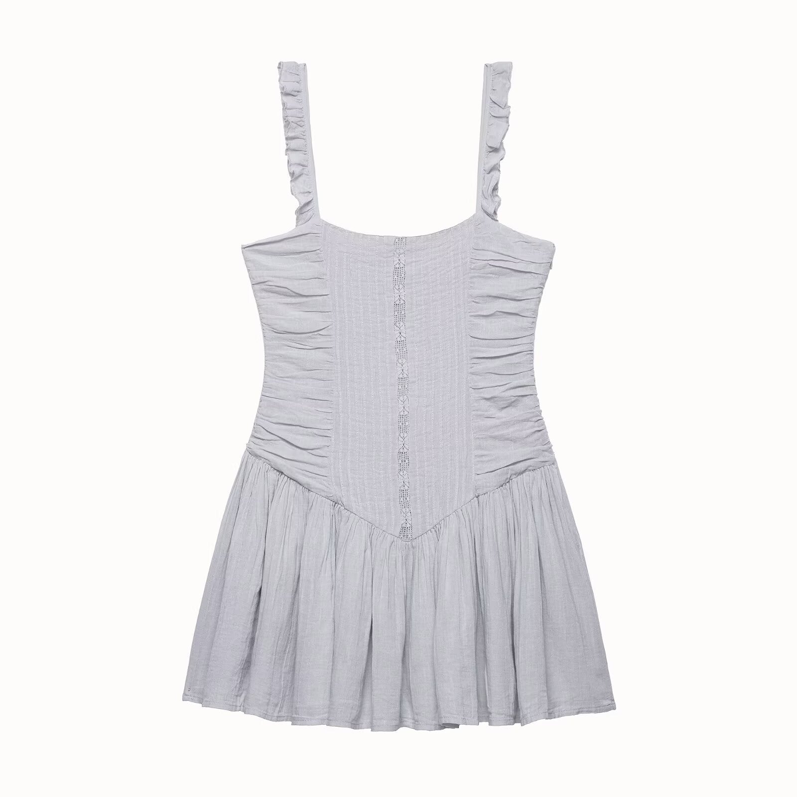 Women Clothing Summer Casual Chic Fluffy Embroidered Strap Short Dress by Ragazza