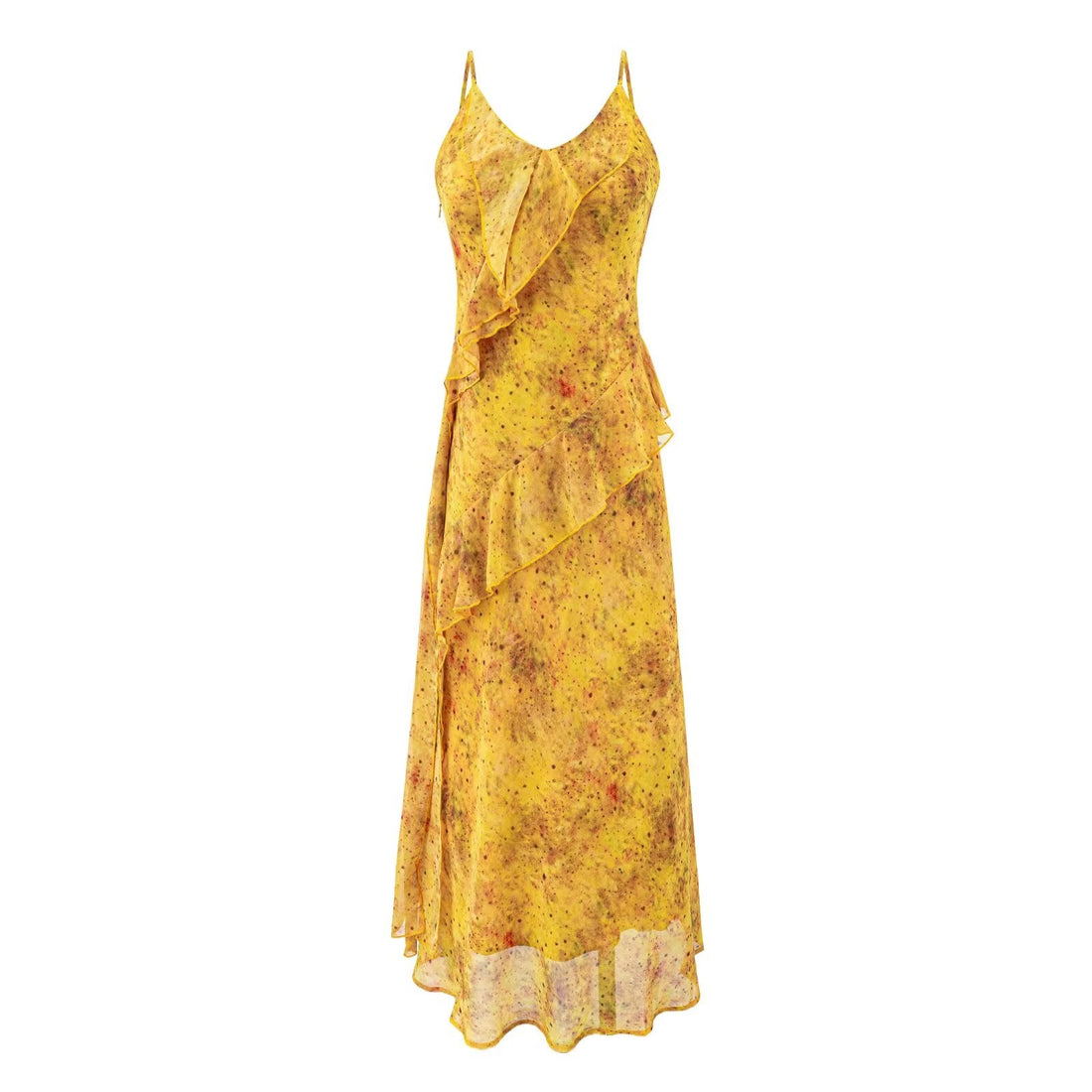 Women Summer Tea Break Yellow Floral Cami Dress Elegant Maxi Dress by Ragazza