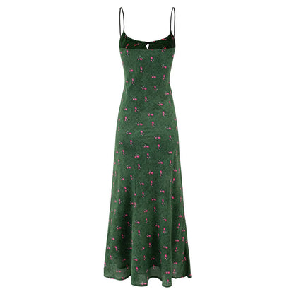 Women Clothing Summer Vintage Floral Slim Fit Long Strap Dress by Ragazza