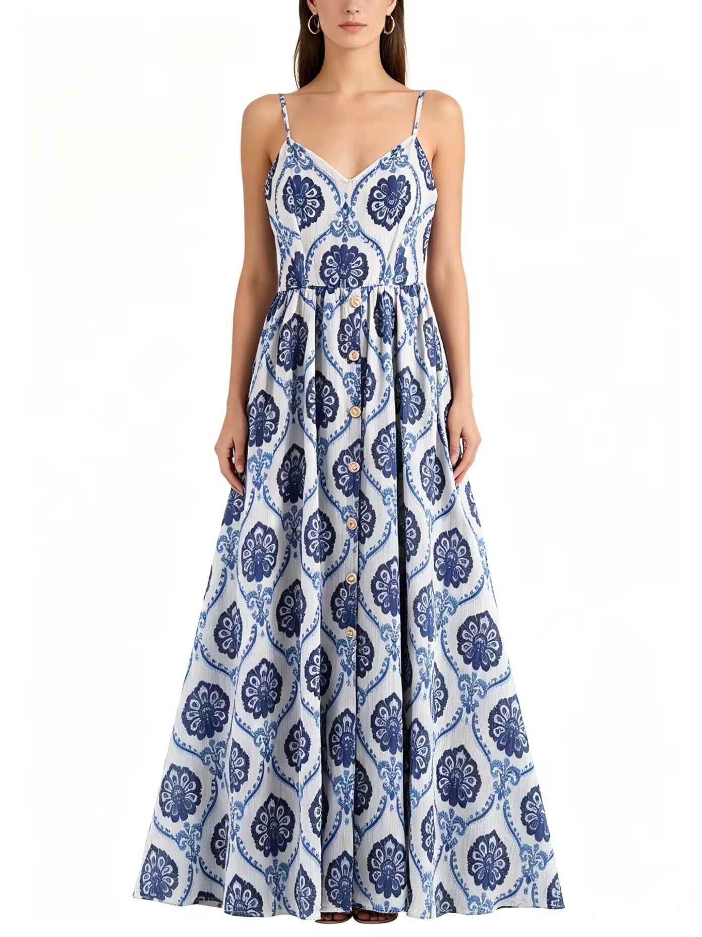 Women Clothing Summer French Vacation Loose Strap Dress by Ragazza
