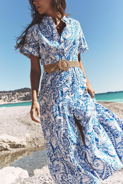 Women Clothing Summer Office with Belt Embroidery Dress by Ragazza