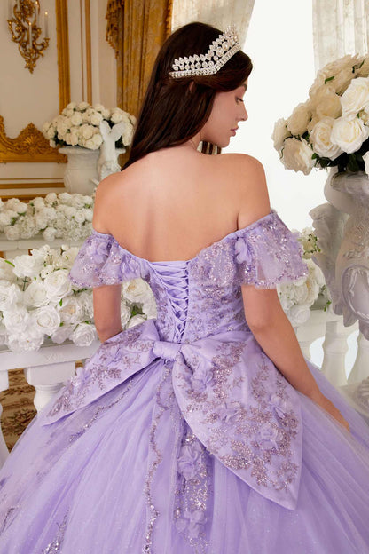 Ladivine 15701 Floral Off the Shoulder A-line Quince Ball Gown by DiscountDressShop