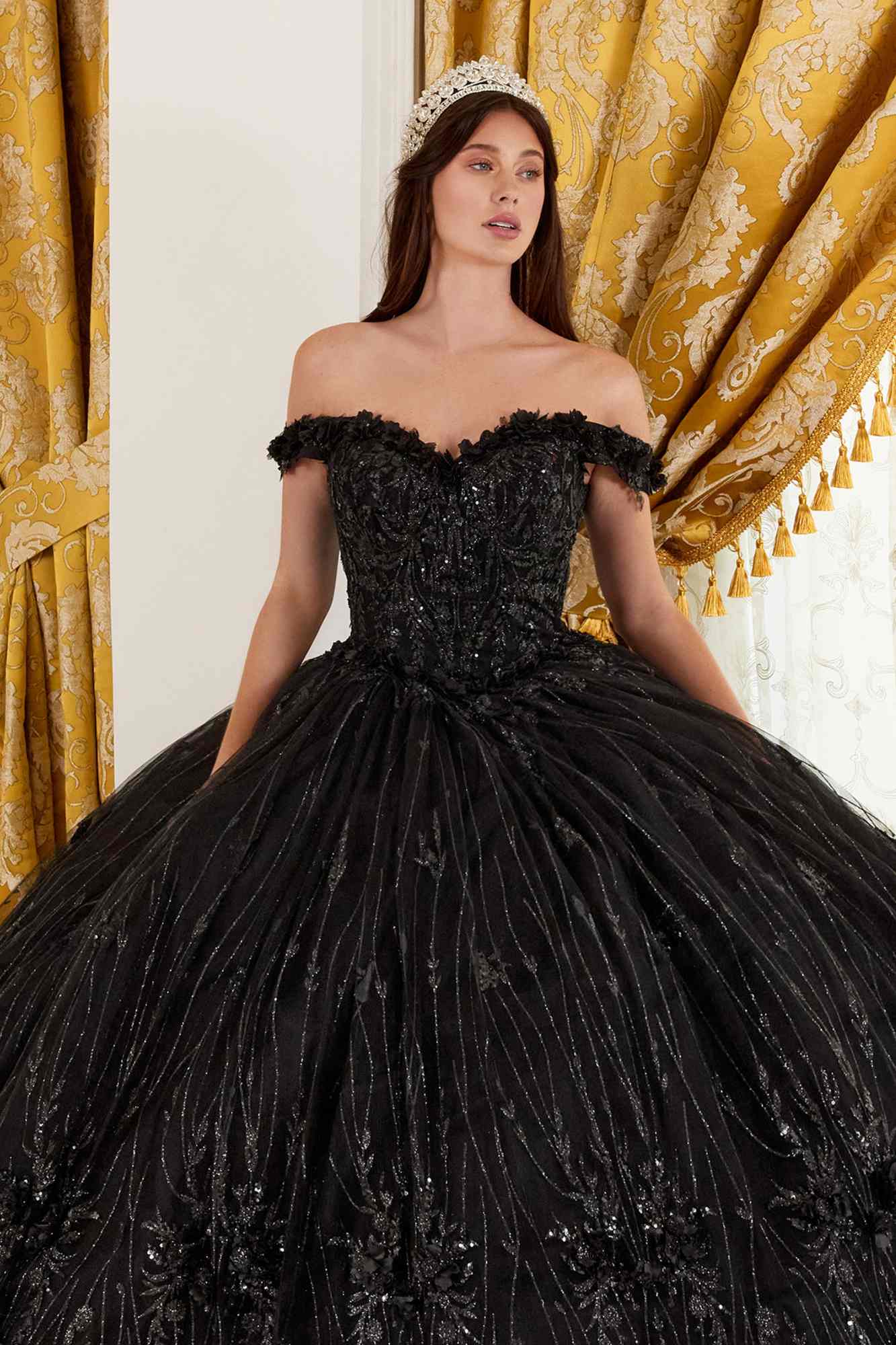 Ladivine 15704 Off the Shoulder Quinceanera Floral Ball Gown by DiscountDressShop