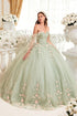 Ladivine 15716 Poofy Princess A-Line Ballgown Off Shoulder Cap Sleeve by DiscountDressShop