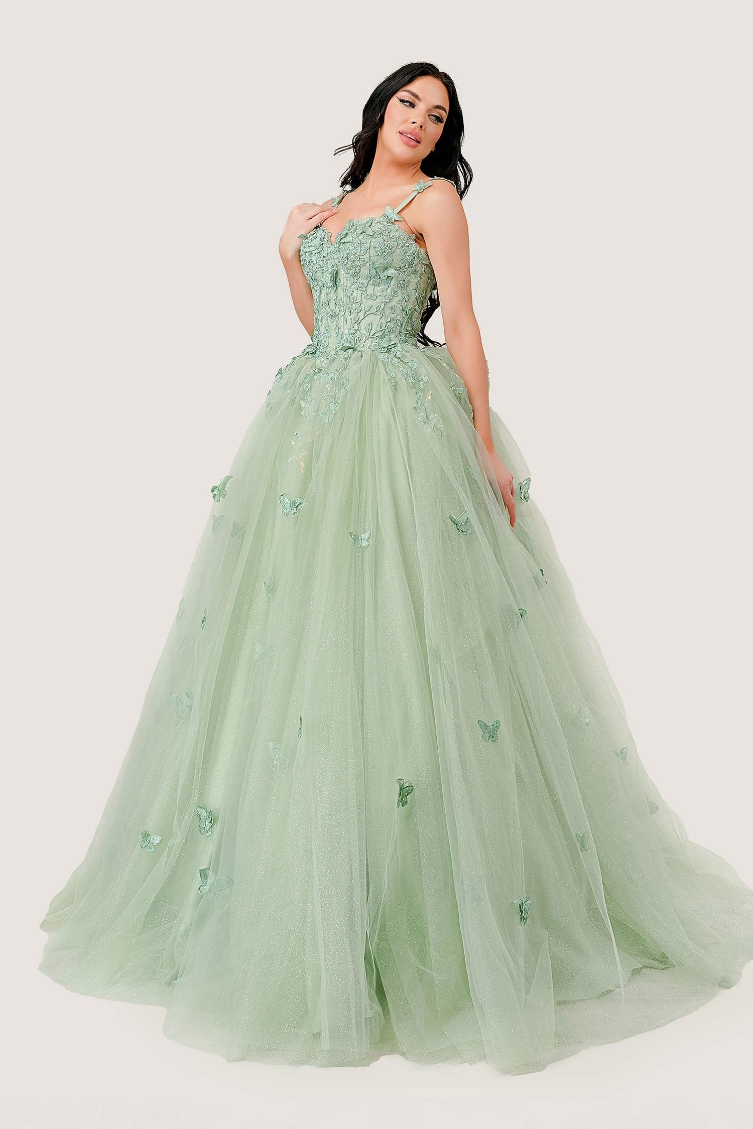 Ladivine 15718 Long Princess Layered Tulle 3D Applique Ball Gown by DiscountDressShop