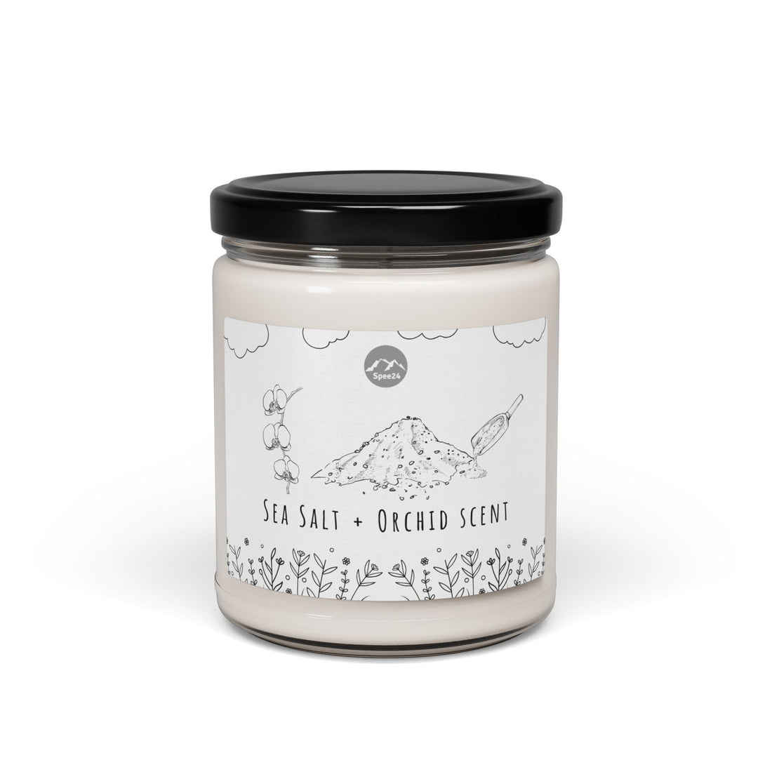 Serene Sea Salt + Orchid Scented Soy Candle, Natural Wellness Gift, Relaxation, Home Decor, Aromatherapy, Eco-Friendly -- 9 oz by Spee24, LLC