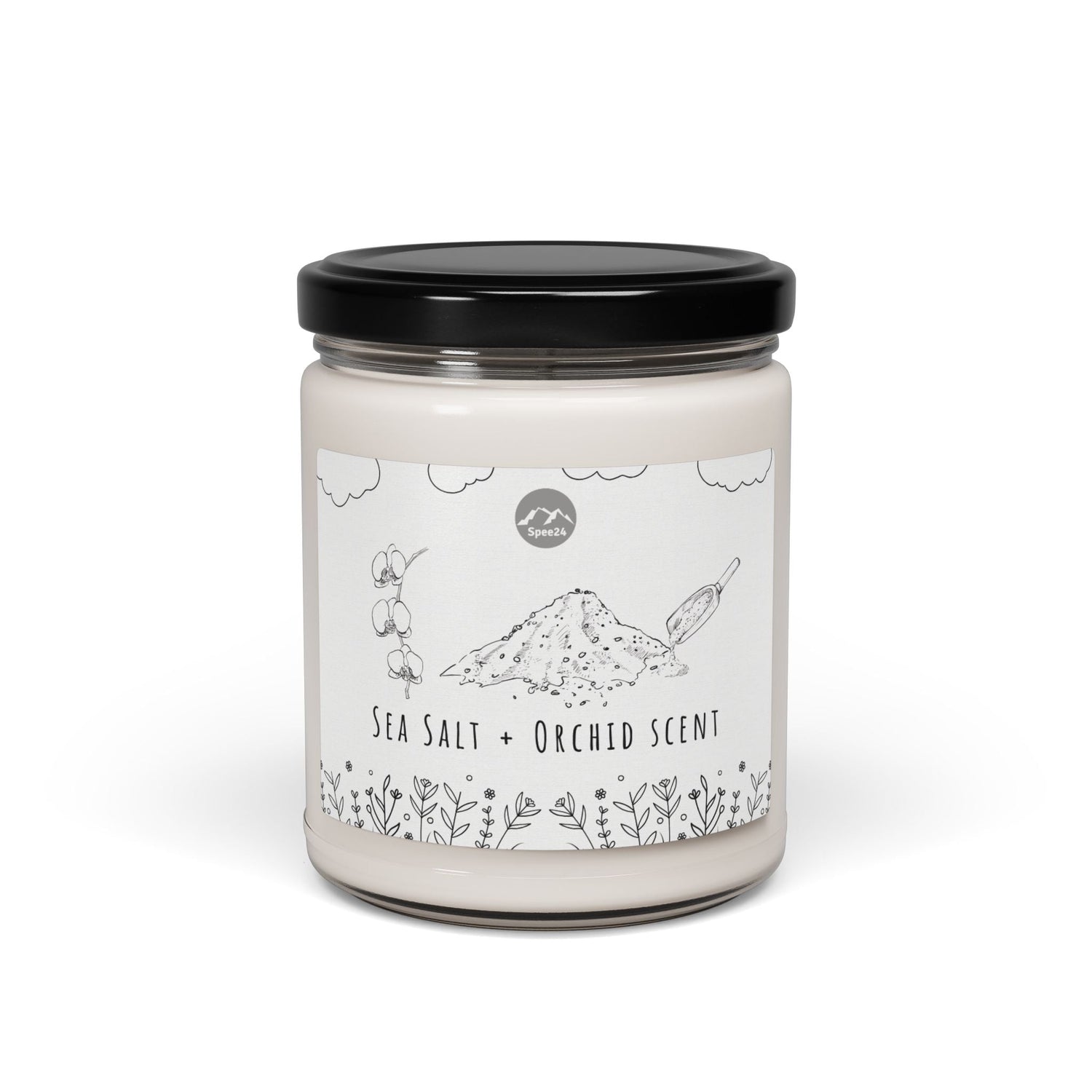 Serene Sea Salt + Orchid Scented Soy Candle, Natural Wellness Gift, Relaxation, Home Decor, Aromatherapy, Eco-Friendly -- 9 oz by Spee24, LLC