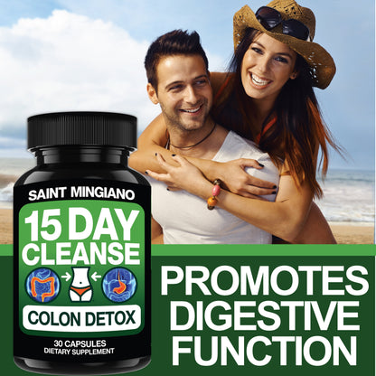 15 Day Cleanse | Colon Detox with Natural Laxative for Constipation &amp; Bloating. by Saint Mingiano - Supplements &amp; Wellness Dedicated to Holistic Health