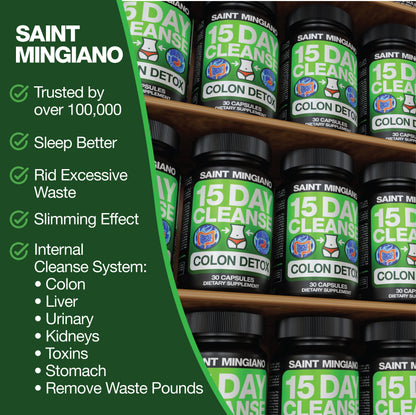 15 Day Cleanse | Colon Detox with Natural Laxative for Constipation &amp; Bloating. by Saint Mingiano - Supplements &amp; Wellness Dedicated to Holistic Health