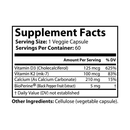 Nutrak Vitamin K2 + D3 Supplement (60 Capsules) by Spee24, LLC