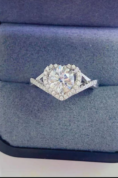 Adored 1 Carat Yellow Green Sparkala™ Platinum Over Pure Sterling Silver Heart Ring by Sparkala