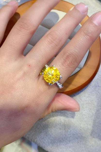 5 Carat Yellow Yellow Brilliant Round Cut Sparkala™ Platinum Over Pure Sterling Silver Ring by Sparkala