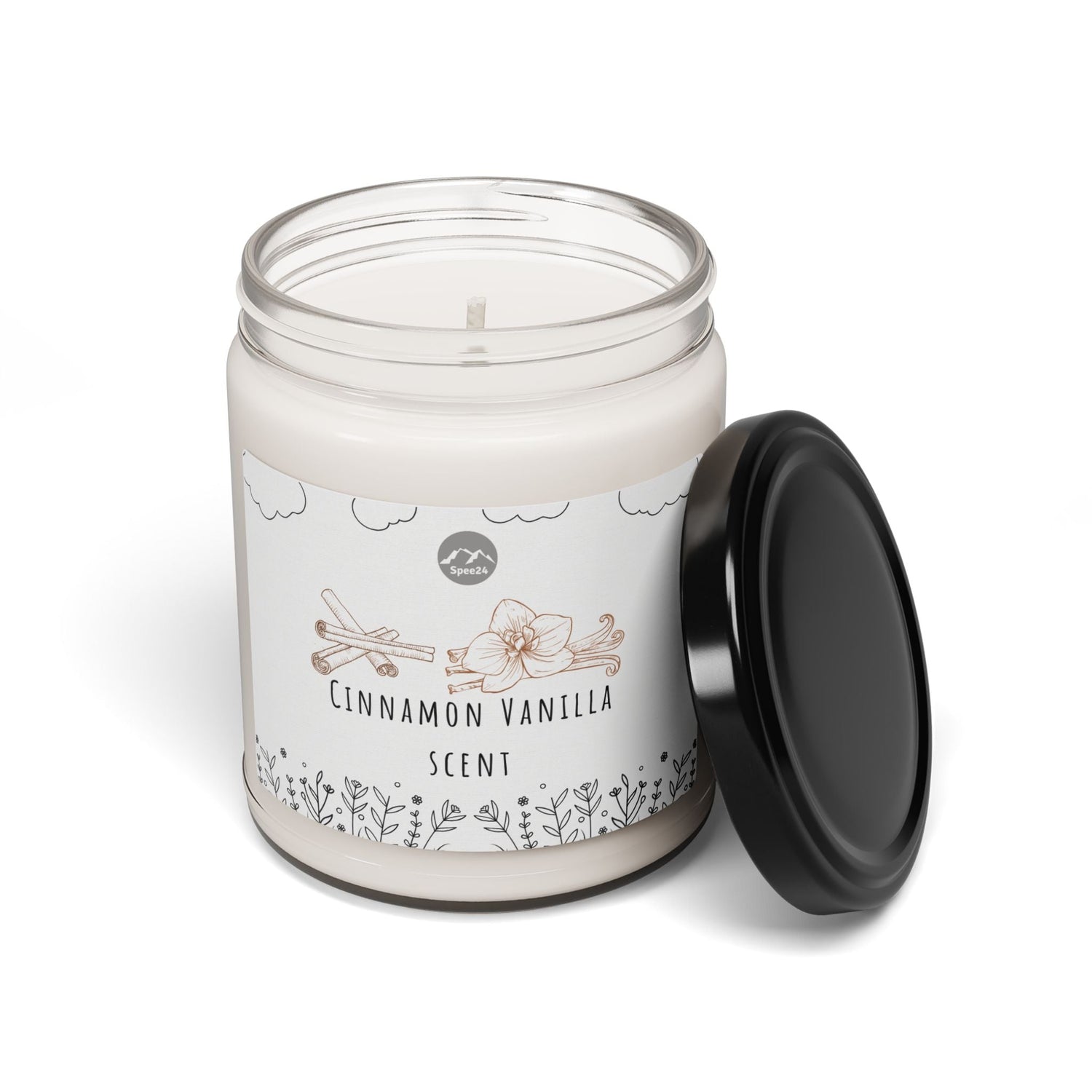 Cinnamon Vanilla Soy Candle - Relaxing Home Decor, Eco-Friendly Gift, Aromatherapy, Scented Candle, Handmade Candle-- 9oz by Spee24, LLC