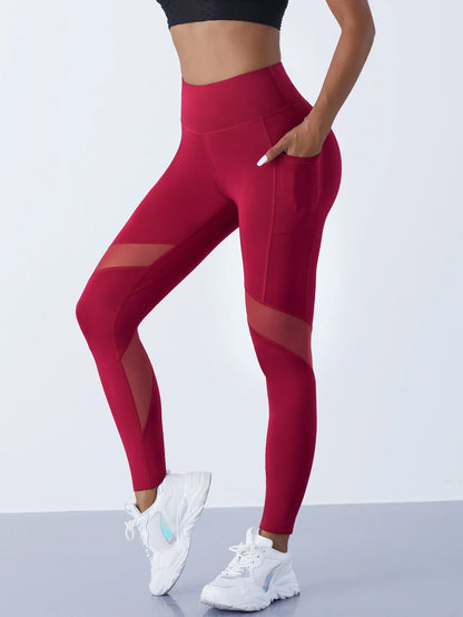 High-Waist Yoga Pants With See-through Tulle Splicing with Tummy Control - Clearance Sale by BalanceX