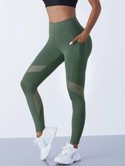 High-Waist Yoga Pants With See-through Tulle Splicing with Tummy Control - Clearance Sale by BalanceX