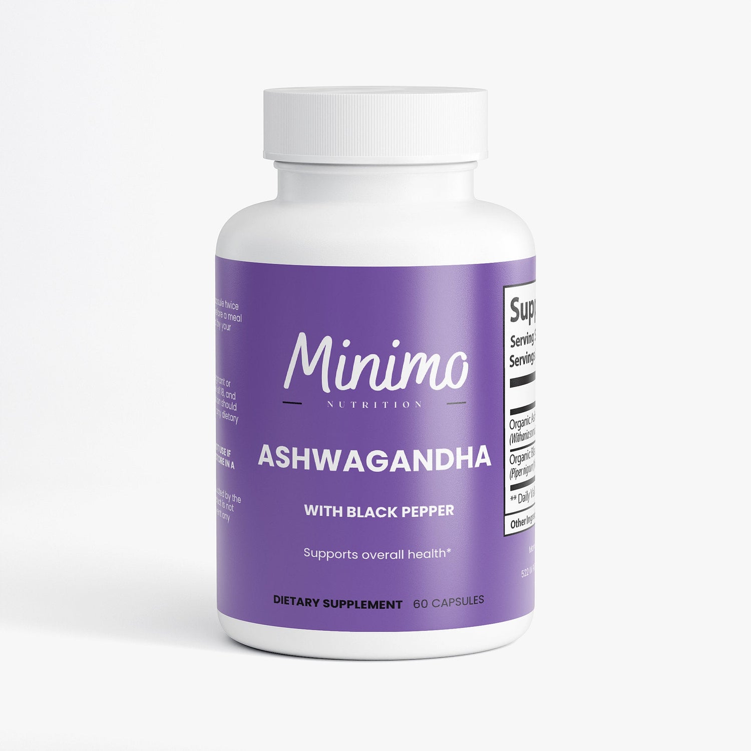 Organic Ashwagandha with Black Pepper, 60 ct. by Minimo Nutrition