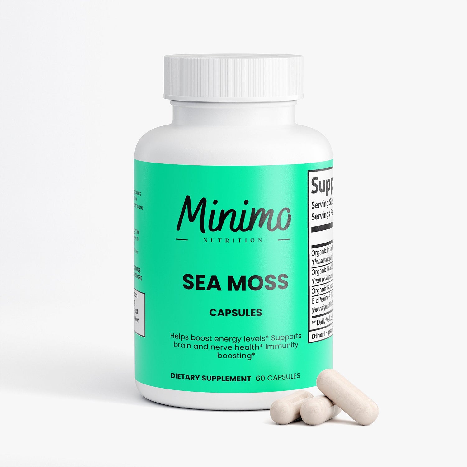 Sea Moss with Bladderwrack and Burdock Root, 60 ct. by Minimo Nutrition