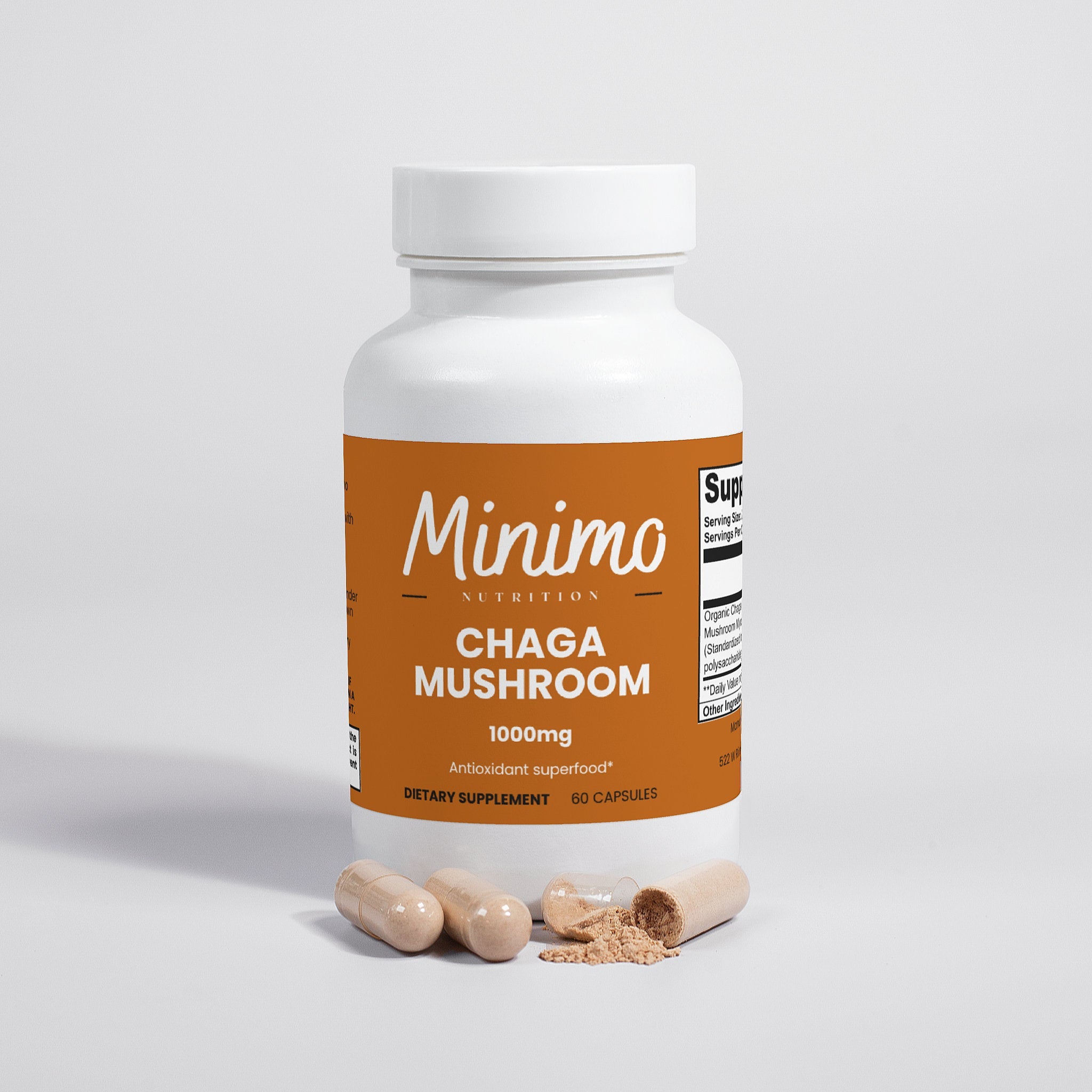 Organic Chaga Mushroom, 60 ct. by Minimo Nutrition