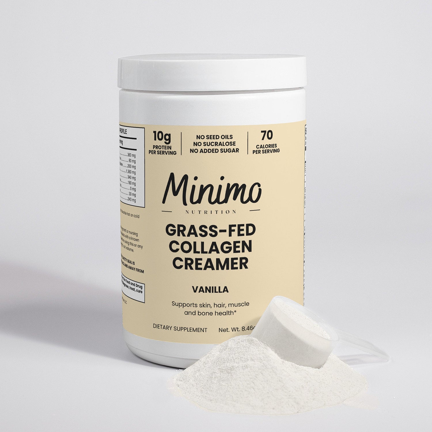 Grass-Fed Collagen Creamer (Vanilla), 8.5 oz by Minimo Nutrition