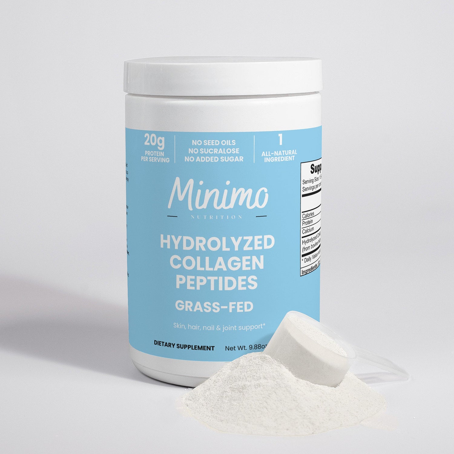Grass-Fed Hydrolyzed Collagen Peptides, 9.9 oz by Minimo Nutrition