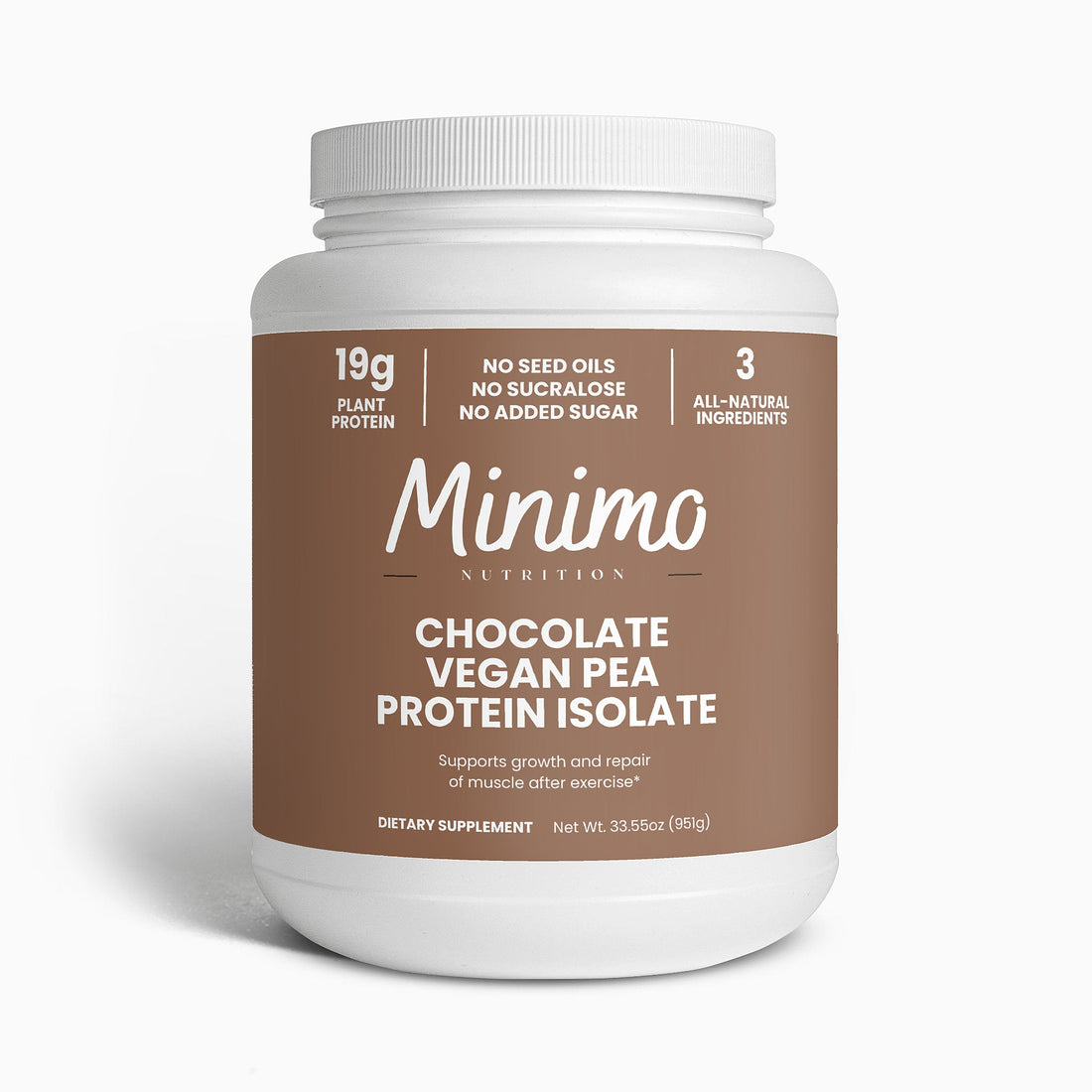 Chocolate Vegan Pea Protein Isolate Powder, 2.09 lbs by Minimo Nutrition
