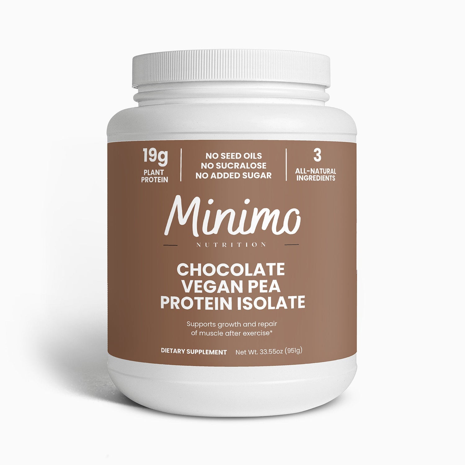 Chocolate Vegan Pea Protein Isolate Powder, 2.09 lbs by Minimo Nutrition
